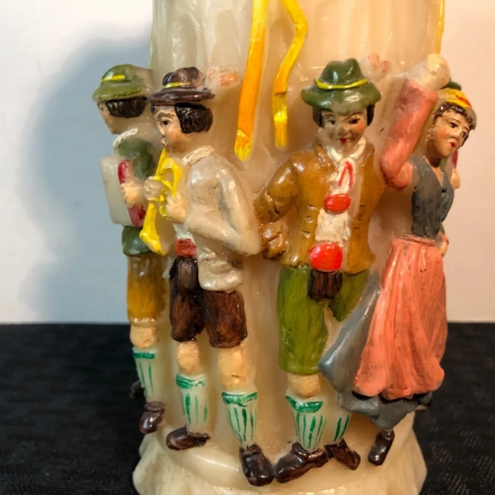 Vintage Large 10” Gunter Kerzen Hand Carved Painted German Candle